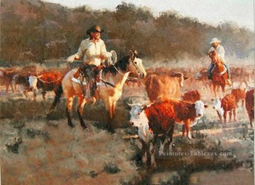  cow Tableaux - coyote sur prairie occidentale originale